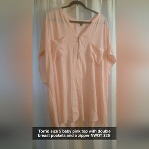 Torrid Baby Pink Blouse with Zipper